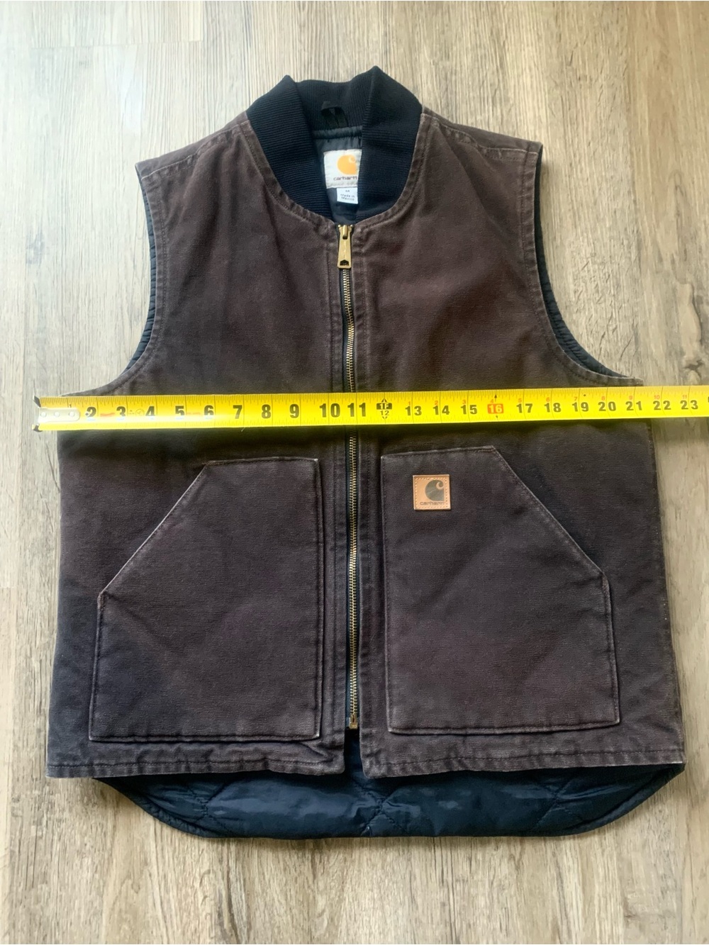 Carhartt Quilted Artic Canvas Vest Dark Brown V02 Distressed Men’s Medium USA - Picture 3 of 8